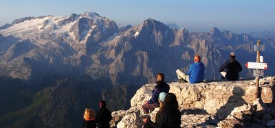 Ausblick vom Gipfel Piz Boe in der Schweiz