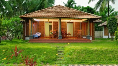 In den 16 großzügigen Chalets wurden alle Vorzüge der keralesischen Architektur aufgegriffen