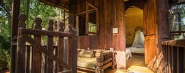 Im Ashiyana wohnen Sie mit Ausblick in den üppig grünen Urwald Goas - hier in der Eco Lodge Im Ashiyana wohnen Sie mit Ausblick in den üppig grünen Urwald Goas - hier in der Eco Lodge