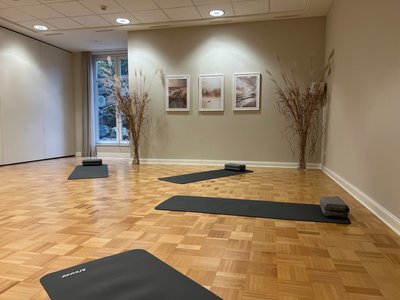 Stilvoller Yogaraum im Hotel Vju