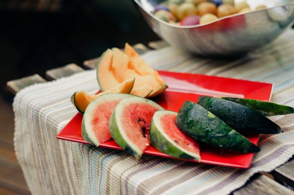 Frisch aufgeschnittene Melonen