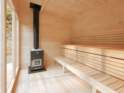 Nach der Yoga-Stunde in der Sauna entspannen