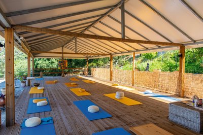 Gemeinsam Yoga üben in der luftigen Yoga Shala