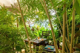 Die Suite Frangipani hat eine kleine, gemütliche Terrasse im Grünen Die Suite Frangipani hat eine kleine, gemütliche Terrasse im Grünen