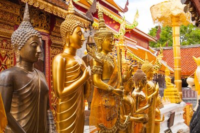 Statuen im Doi Suthe Tempel in Chiang Mai