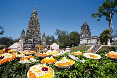 Eindrucksvoller Blick auf den Mahabodhi Tempel